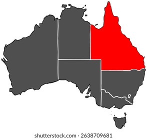 Queensland map , Australia map Highlighting Queensland Country,