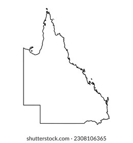 Queensland Map, state of Australia. Vector Illustration.