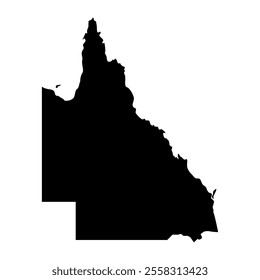 Queensland Maps Halftones Vector Illustration Black Isolated Silhouette. Australia Country Map