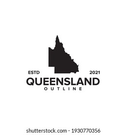 Plantilla vectorial del diseño del mapa del contorno de Queensland