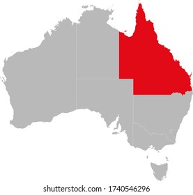 Queensland province highlighted on Australia map. Business concepts and backgrounds.