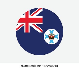 Queensland Round Flag. Qld, Australien Circle Flag. Australian State Circular Shape Button Banner. EPS-Vektorgrafik