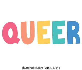 queer lettering deisgn with lgtbq colors