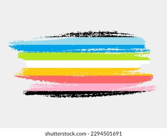 Queer Pride Flag painted with brush on white background. LGBT rights concept. Modern pride parades poster. Vector illustration