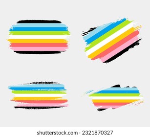 Queer-Pride-Flag, mit einer Bürste auf weißem Hintergrund gemalt. Konzept der LGBT-Rechte Moderne Stolz-Paraden Plakat. Vektorgrafik	
