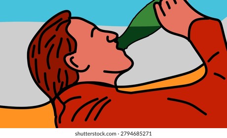 quench your thirst, color vector illustration