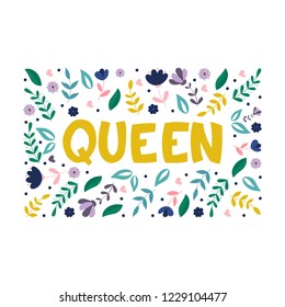 Quenn - hand lettered vector phrase.
