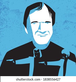 Quentin Tarantino Hollywood Filmmaker Vector Portrait