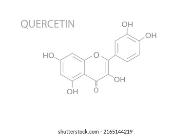 Quercetin molecular skeletal 3D chemical formula.