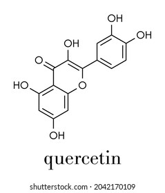 Quercetin plant molecule. Skeletal formula.