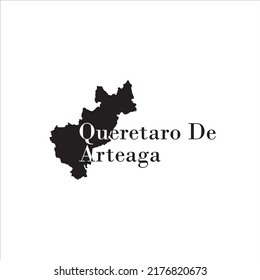 Queretaro De Arteaga-Karte und schwarzes Buchstabendesign auf weißem Hintergrund