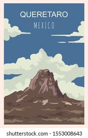 Queretaro Retro-Poster. Queretaro Reisegrafik. Staaten von Mexiko Grußkarte. 