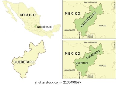 Querétaro (Queretaro) State Location On Map Of Mexico