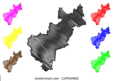 Queretaro (United Mexican States, Mexico, federal republic) map vector illustration, scribble sketch Free and Sovereign State of Querétaro (Querétaro de Arteaga) map