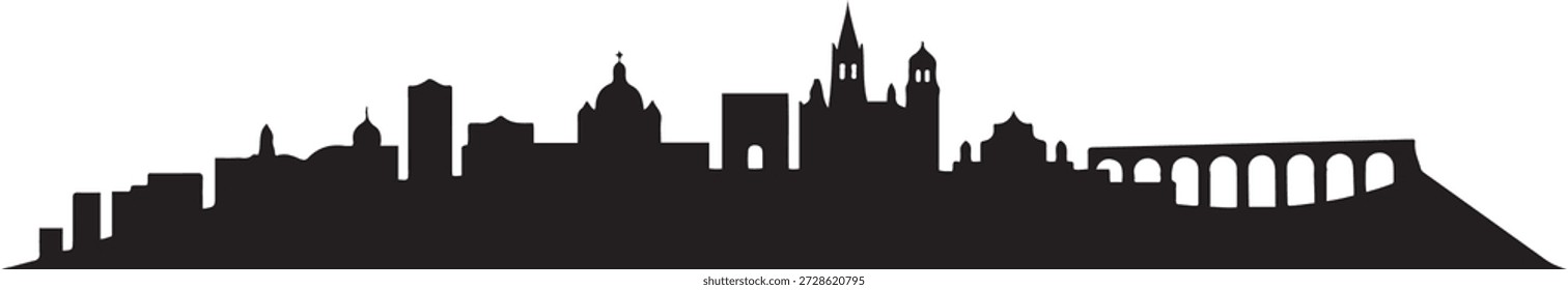 Quertaro Cityscape Skyline with Mexico. design Vector black silhouette
