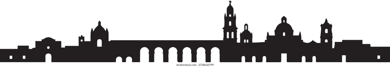 Quertaro Cityscape Skyline with Mexico. design Vector black silhouette

