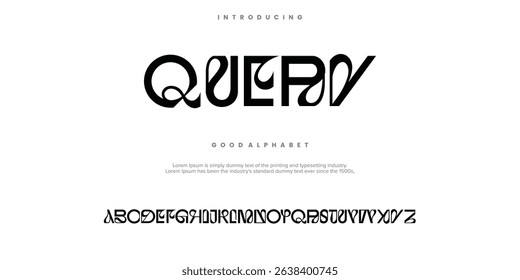 QUERY abstract digital alphabet font. Minimal technology typography, Creative urban sport fashion futuristic font and with numbers. vector illustration