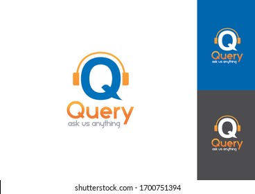 Query- Ask Us Anything. Smart Conceptual Logo Design For Customer Service And It Company. Help Line Icon Or Symbolic Colorful Logo.