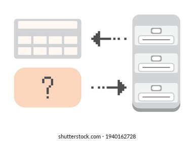 Query Data To Server, And Output Response As Table, Vector Picture For Presentations, Articles, Queries Explained, SQL MySQ