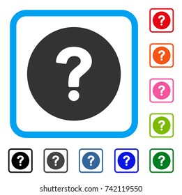Query icon. Flat gray iconic symbol inside a light blue rounded frame. Black, gray, green, blue, red, orange color variants of Query vector. Designed for web and app interfaces.