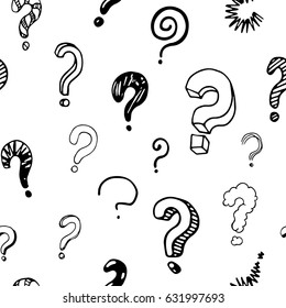 Query marks seamless pattern. Background  vector illustration. Doodle style.