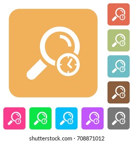 Query time flat icons on rounded square vivid color backgrounds.