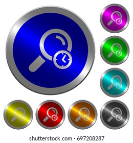 Query time icons on round luminous coin-like color steel buttons