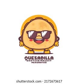 Quesadilla cartoon mascot. mexican food vector illustration. isolated on a white background