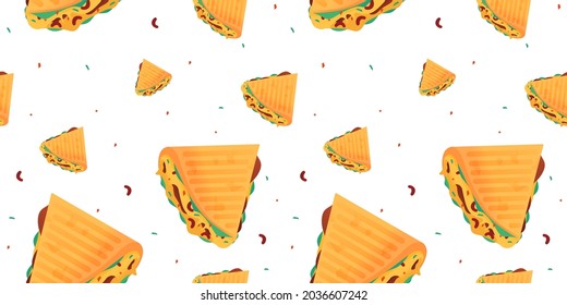 The Quesadilla cartoon seamless pattern