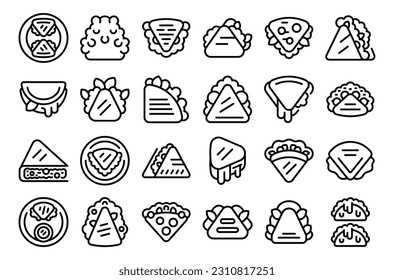 Quesadilla icons set outline vector. Food restaurant. Chicken travel