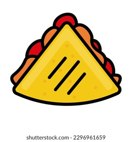 Quesadilla linear, Mexican traditional food icon. Fast Food outline vector illustration