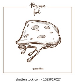 Quesadilla boceto icono vector para el diseño de menús gastronómicos mexicanos