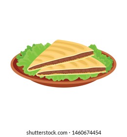 Quesadilla. Traditional mexican dish. Vector illustration on white background.