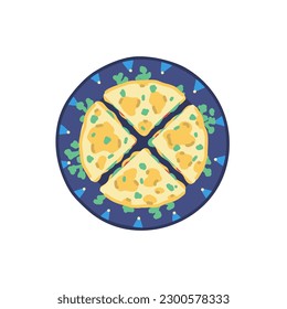 Quesadilla. Traditional mexican food. Mexican cuisine. Isolated dish on white background. Clipart element for menus, cookbooks, posters, banners. Vector illustration