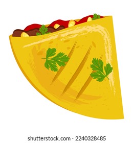 Quesadilla. Vector quesadilla icon. A dish of Mexican cuisine with the name. Use for cafe menus. Guacamole sauce and lime slices. Latin American cuisine.