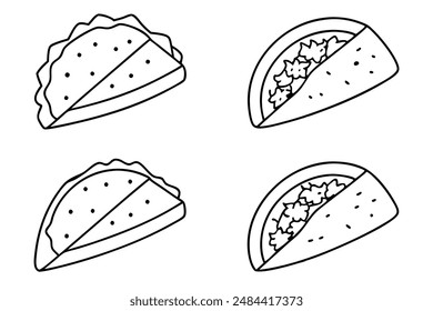 Quesadillas detailed line art intricate culinary illustration