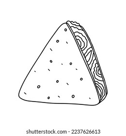 Quesadillas in hand drawn doodle style. Traditional Mexican fast food. Vector illustrations on white background.