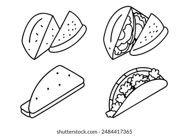 Quesadillas line art sketch minimalista obra de arte de comida mexicana