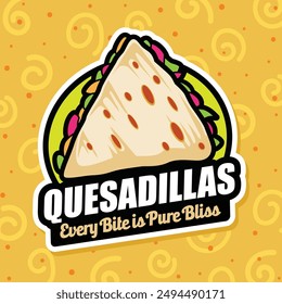 Quesadillas con Carne, Verduras y Queso, Ilustración vectorial. Deliciosa comida mexicana