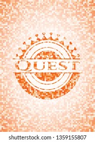 Quest abstract orange mosaic emblem
