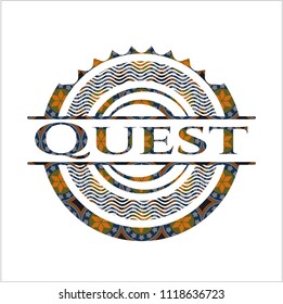 Quest arabesque style badge. arabic decoration.