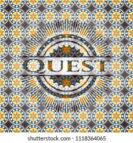 Quest arabic emblem background. Arabesque decoration.