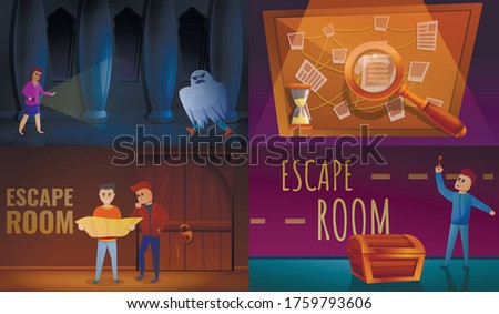Quest banner set. Cartoon illustration of quest vector banner set for web design