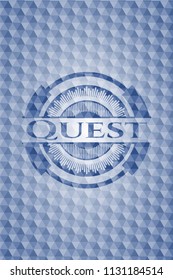 Quest blue polygonal badge.