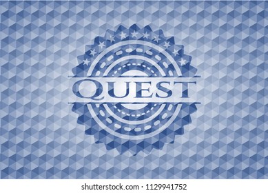 Quest blue polygonal emblem.