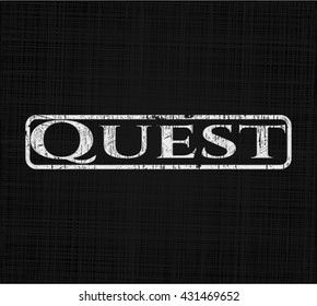 Quest chalk emblem, retro style, chalk or chalkboard texture