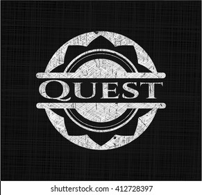 Quest chalkboard emblem written on a blackboard