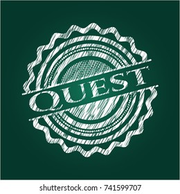 Quest chalkboard emblem written on a blackboard