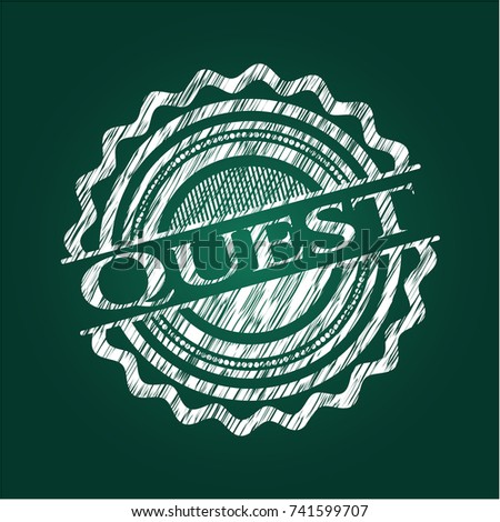 Quest chalkboard emblem written on a blackboard