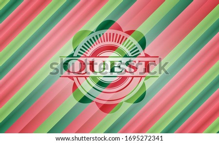 Quest christmas badge background. Vector Illustration. Detailed.